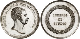 WÜRTTEMBERG. Wilhelm I., 1816-1864. Silberne Prämienmedaille o. J. (von J. L. Wagner, 46,1 mm) der landwirtschaftlichen Akademie Hohenheim. Büste / Sc...