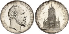WÜRTTEMBERG. Karl, 1864-1891. Vereinsdoppeltaler 1869, "ULMER MÜNSTER".
Thun 442, AKS 131, J. 87, Kl.-R. 15a vz