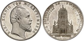 WÜRTTEMBERG. Karl, 1864-1891. Vereinsdoppeltaler 1871, "ULMER MÜNSTER".
Thun 442, AKS 131, J. 87, Kl.-R. 16a vz