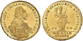WÜRZBURG. Franz Ludwig von Erthal, 1779-1795. Goldgulden 1786.
Friedb. 3736, Helm. 861, Slg. Pil. 1299 Gold vz