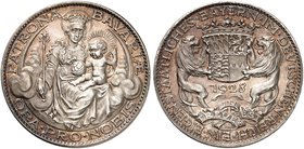 GOETZMEDAILLEN. Silbermedaille 1928 (36,2 mm), auf die Eigenstaatlichkeit von Bayern im Deutschen Reich. Madonna mit Kind und Zepter / Zwei Löwen halt...