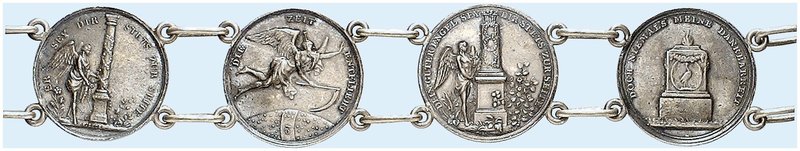 MISCELLANEA. Silbergürtel mit 14 Stück: Diverse Silbermedaillen 1801 (2x von Loo...