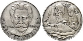 PERSONEN. Schweitzer, Albert, 1875-1905, Theologe, Missionsarzt, Nobelpreis. Silbermedaille 1960 (von Holl, 40,3 mm), auf seinen 85. Geburtstag. Brust...