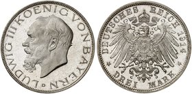 BAYERN. Ludwig III., 1913-1918. J. 52, EPA 3/6. 3 Mark 1914. Prachtexemplar !
EA