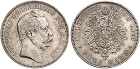 HESSEN. Ludwig III., 1848-1877. J. 67, EPA 5/22. 5 Mark 1876.
vz