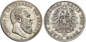 HESSEN. Ludwig IV., 1877-1892. J. 68, EPA 2/20. 2 Mark 1888.
winz. Rdf., ss