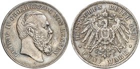 HESSEN. Ludwig IV., 1877-1892. J. 71, EPA 5/24. 5 Mark 1891.
ss