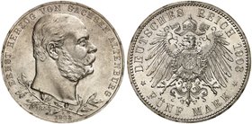 SACHSEN - ALTENBURG. Ernst, 1853-1908. J. 144, EPA 5/49. Ein viertes Exemplar.
Prachtexemplar !
St