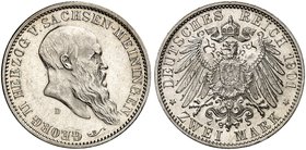 SACHSEN - MEININGEN. Georg II., 1866-1914. J. 149, EPA 2/60. Ein zweites Exemplar.
kl. Kr., vz