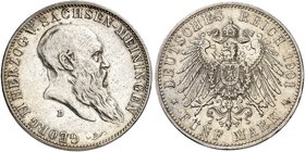 SACHSEN - MEININGEN. Georg II., 1866-1914. J. 150, EPA 5/52. 5 Mark 1901.
ss