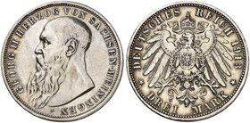 SACHSEN - MEININGEN. Georg II., 1866-1914. J. 152, EPA 3/29. 3 Mark 1913.
min. berieben, ss - vz