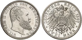 WÜRTTEMBERG. Wilhelm II., 1891-1918. J. 174, EPA 2/74. 2 Mark 1907.
PP