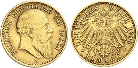 BADEN. Friedrich I., 1852-1907. J. 190, EPA 10/5. 10 Mark 1906.
winz. Rdf., ss