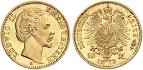 BAYERN. Ludwig II., 1864-1886. J. 193, EPA 10/7. 10 Mark 1872.
vz - St