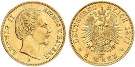 BAYERN. Ludwig II., 1864-1886. J. 195, EPA 5/78. 5 Mark 1877.
ss - vz