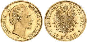 BAYERN. Ludwig II., 1864-1886. J. 196, EPA 10/8. 10 Mark 1875.
in dieser Erhaltung von großer
Seltenheit, nur wenige Exemplare bekannt !
PP