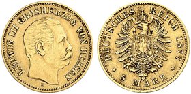 HESSEN. Ludwig III., 1848-1877. J. 215, EPA 5/80. 5 Mark 1877.
ss