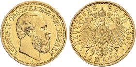 HESSEN. Ludwig IV., 1877-1892. J. 220, EPA 10/20. 10 Mark 1890.
ss / vz