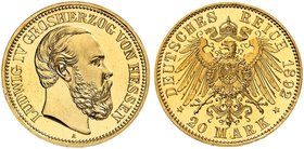 HESSEN. Ludwig IV., 1877-1892. J. 221, EPA 20/18. Ein zweites Exemplar.
Kabinettstück von feinster Erhaltung !
PP