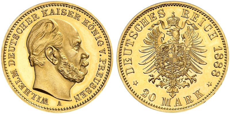 PREUSSEN. Wilhelm I., 1861-1888. J. 246 A, EPA 20/30. 20 Mark 1888 A.
in dieser...