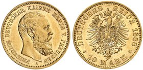 PREUSSEN. Friedrich III., 1888. J. 247, EPA 10/39. 10 Mark 1888.
vz - St