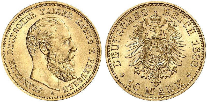 PREUSSEN. Friedrich III., 1888. J. 247, EPA 10/39. Ein zweites Exemplar.
f. St