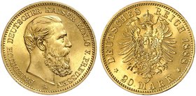 PREUSSEN. Friedrich III., 1888. J. 248, EPA 20/33. 20 Mark 1888.
winz. Kr., St