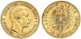 PREUSSEN. Wilhelm II., 1888-1918. J. 249, EPA 10/40. 10 Mark 1889. RR !
ss