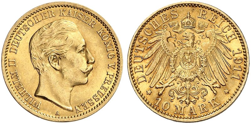 PREUSSEN. Wilhelm II., 1888-1918. J. 251, EPA 10/41. 10 Mark 1911.
vz - St