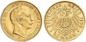 PREUSSEN. Wilhelm II., 1888-1918. J. 252 J, EPA 20/36. 20 Mark 1906 J. R !
ss - vz