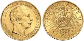 PREUSSEN. Wilhelm II., 1888-1918. J. 252 J, EPA 20/36. 20 Mark 1912 J.
f. St