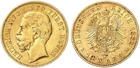 REUSS, ältere Linie. Heinrich XIV., 1867-1913. J.255, EPA 10/42. 10 Mark 1882.
f. vz