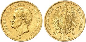 SACHSEN. Johann, 1854-1873. J. 258, EPA 20/40. 20 Mark 1872.
ss+