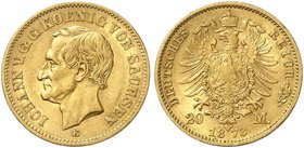 SACHSEN. Johann, 1854-1873. J. 259, EPA 20/41. 20 Mark 1873.
ss