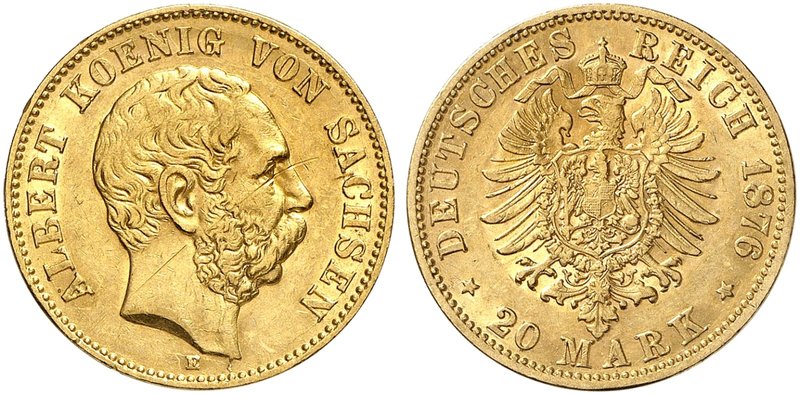 SACHSEN. Albert, 1873-1902. J. 262, EPA 20/42. 20 Mark 1876.
ss