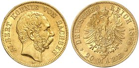 SACHSEN. Albert, 1873-1902. J. 262, EPA 20/42. 20 Mark 1876.
ss