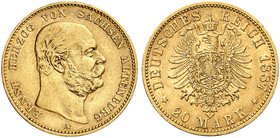 SACHSEN - ALTENBURG. Ernst, 1853-1908. J. 269, EPA 20/46. 20 Mark 1887. R !
ss / ss - vz