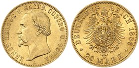 SACHSEN - COBURG - GOTHA. Ernst II., 1844-1893. J. 271, EPA 20/48. Ein zweites Exemplar.
winz. Kr., vz - St