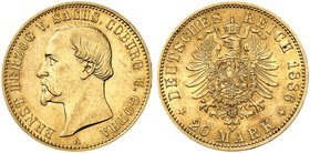 SACHSEN - COBURG - GOTHA. Ernst II., 1844-1893. J. 271, EPA 20/48. Ein drittes Exemplar.
vz - St