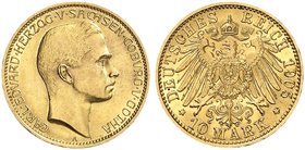 SACHSEN - COBURG - GOTHA. Carl Eduard, 1900-1918. J. 273, EPA 10/48. 10 Mark 1905.
vz - St