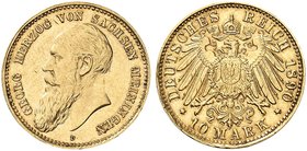 SACHSEN - MEININGEN. Georg II., 1866-1914. J. 278, EPA 10/49. 10 Mark 1890.
winz. Rdf., vz