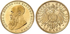 SACHSEN - MEININGEN. Georg II., 1866-1914. J. 280, EPA 10/50. 10 Mark 1909.
vz / vz - St
