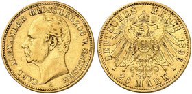 SACHSEN - WEIMAR - EISENACH. Carl Alexander, 1853-1901. J. 282, EPA 20/56. 20 Mark 1896.
ss