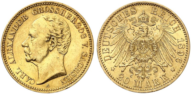 SACHSEN - WEIMAR - EISENACH. Carl Alexander, 1853-1901. J. 282, EPA 20/56. Ein z...