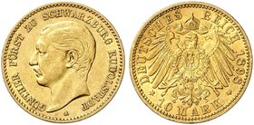 SCHWARZBURG - RUDOLSTADT. Günther Victor, 1890-1918. J. 286, EPA 10/51. 10 Mark 1898.
kl. Kr., ss / vz