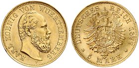 WÜRTTEMBERG. Karl, 1864-1891. J. 291, EPA 5/86. Ein drittes Exemplar.
vz - St
