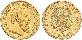 WÜRTTEMBERG. Karl, 1864-1891. J. 292, EPA 10/53. 10 Mark 1876.
vz