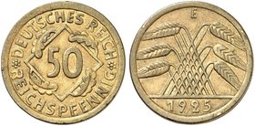 KURS - UND GEDENKMÜNZEN. J. 318, EPA 50. 50 Reichspfennig 1925 E.
kl. Rdf., ss