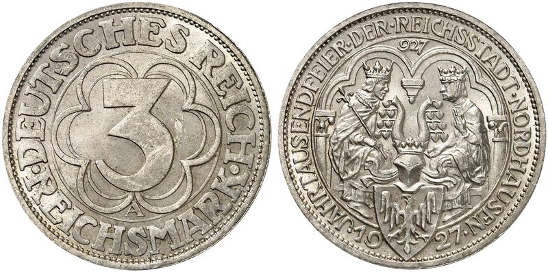 KURS - UND GEDENKMÜNZEN. J. 327, EPA 3/45. Ein zweites Exemplar.
vz - St