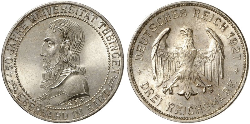 KURS - UND GEDENKMÜNZEN. J. 328, EPA 3/46. Ein zweites Exemplar.
f. St